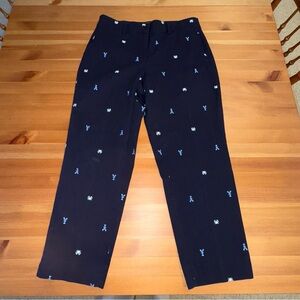 Talbots Lobster Crab The Perfect Crop Pants Coastal Beachy Preppy Navy Size 6